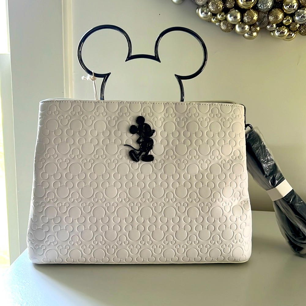 Loungefly x Disney Mickey White Figural Handle Handbag